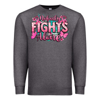 Charcoal Heather Nobody fights alone Cancer Awareness Premium Sweatshirt - HowdyJamesFarm