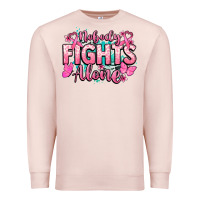 Pale Pink Nobody fights alone Cancer Awareness Premium Sweatshirt - HowdyJamesFarm