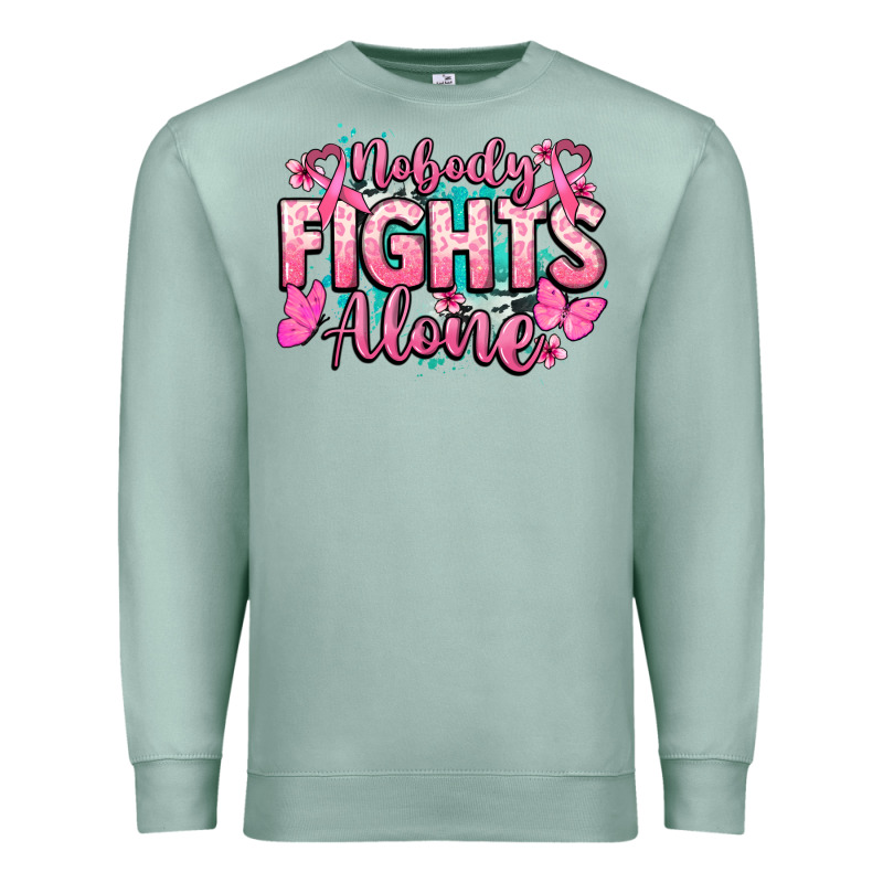 Nobody Fights Alone Cancer Awareness Premium Sweatshirt by HowdyJamesFarm | Teevron