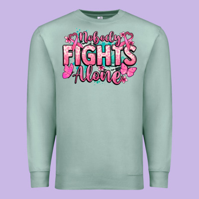 Nobody Fights Alone Cancer Awareness Premium Sweatshirt Designed By Howdyjamesfarm