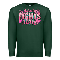 Sports Green Nobody fights alone Cancer Awareness Premium Sweatshirt - HowdyJamesFarm
