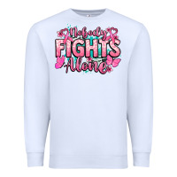 White Nobody fights alone Cancer Awareness Premium Sweatshirt - HowdyJamesFarm