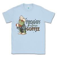 Dusty Blue froggy before coffee Classic Tee - MaliasSmallBusiness