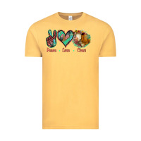 Vintage Mustard Peace Love Cows Vintage Tee - Jasminsmagicworld
