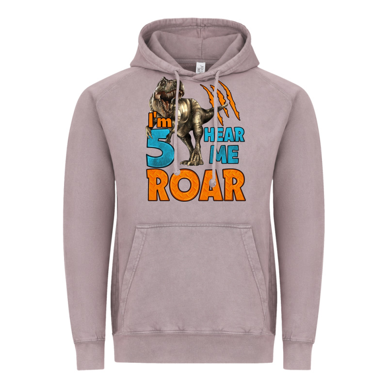 I'm Five Hear Me Roar Dinosaur Birthday Vintage Hoodie by LillyAllenDesigns | Teevron