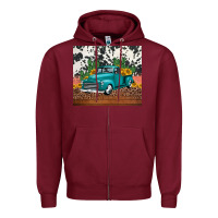Burgundy western farm truck cactus and sunflowers Zipper Hoodie - Jasminsmagicworld