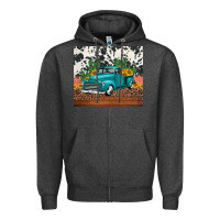 Charcoal Heather western farm truck cactus and sunflowers Zipper Hoodie - Jasminsmagicworld