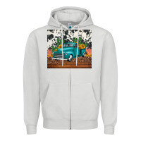 Dove Grey western farm truck cactus and sunflowers Zipper Hoodie - Jasminsmagicworld