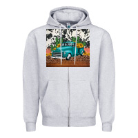 Heather Grey western farm truck cactus and sunflowers Zipper Hoodie - Jasminsmagicworld
