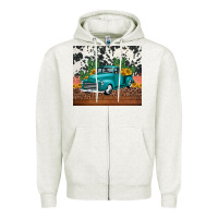 Oatmeal Heather western farm truck cactus and sunflowers Zipper Hoodie - Jasminsmagicworld