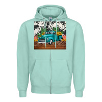 Seafoam western farm truck cactus and sunflowers Zipper Hoodie - Jasminsmagicworld