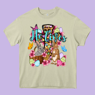 Easter Day He Lives Heavy Core Tee Designed By Oliviacreatesart