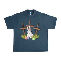 Midnight Navy floral watercolor easter bunny cross Urban Heavy Tee - MaliasSmallBusiness