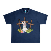Navy floral watercolor easter bunny cross Urban Heavy Tee - MaliasSmallBusiness