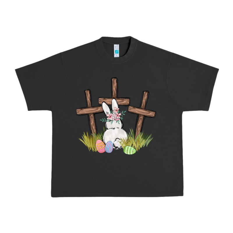 Floral Watercolor Easter Bunny Cross Urban Heavy Tee by MaliasSmallBusiness | Teevron