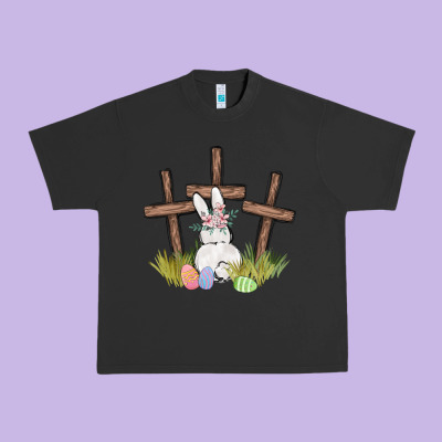 Floral Watercolor Easter Bunny Cross Urban Heavy Tee Designed By Maliassmallbusiness