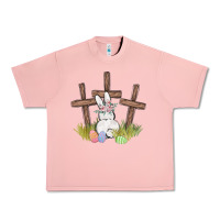 Salmon floral watercolor easter bunny cross Urban Heavy Tee - MaliasSmallBusiness