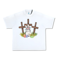 White floral watercolor easter bunny cross Urban Heavy Tee - MaliasSmallBusiness
