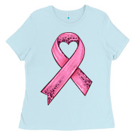 Baby Blue pink ribbon Ladies Tee - HRA Design Shop
