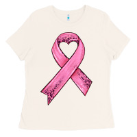 Bone pink ribbon Ladies Tee - HRA Design Shop