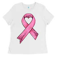 White pink ribbon Ladies Tee - HRA Design Shop