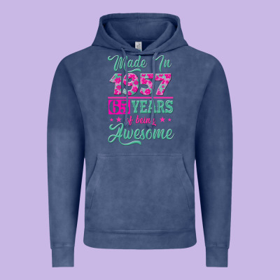 Made In 1957, 65 Years Of Being Awesome Kopya Vintage Hoodie Designed By Jasminsmagicworld