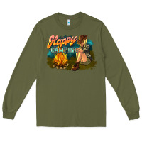 Army Green happy camping Long Sleeve Tee - NancyCooperArtShop