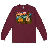 Burgundy happy camping Long Sleeve Tee - NancyCooperArtShop