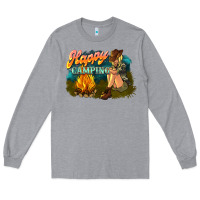 Heather Grey happy camping Long Sleeve Tee - NancyCooperArtShop
