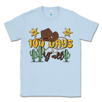 Dusty Blue 100 days y'all Classic Tee - MaliasSmallBusiness