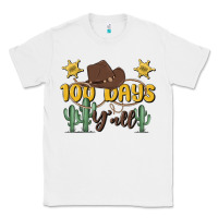 White 100 days y'all Classic Tee - MaliasSmallBusiness