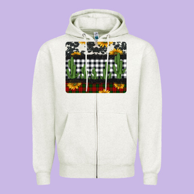 Cowhide Cacti Sunflowers Christmas Mousepad Zipper Hoodie Designed By Jasminsmagicworld
