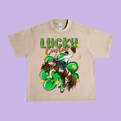 Lucky Cowboy Urban Heavy Tee Designed By Maliassmallbusiness
