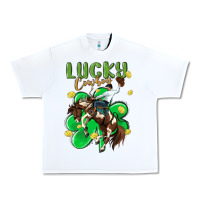 White lucky cowboy Urban Heavy Tee - MaliasSmallBusiness