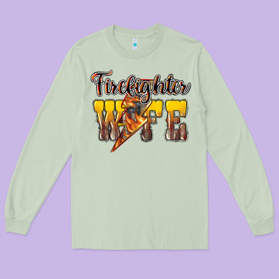 Firefighter Wife Lightning Bolt Long Sleeve Tee Designed By Nancycooperartshop