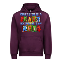 Mauve Wine Diversity is a fact inclusion is an act Urban Hoodie - FaDigitalArtStudio