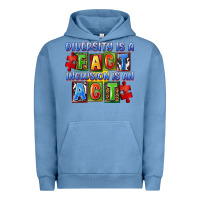 Pigment Pebble Blue Diversity is a fact inclusion is an act Urban Hoodie - FaDigitalArtStudio