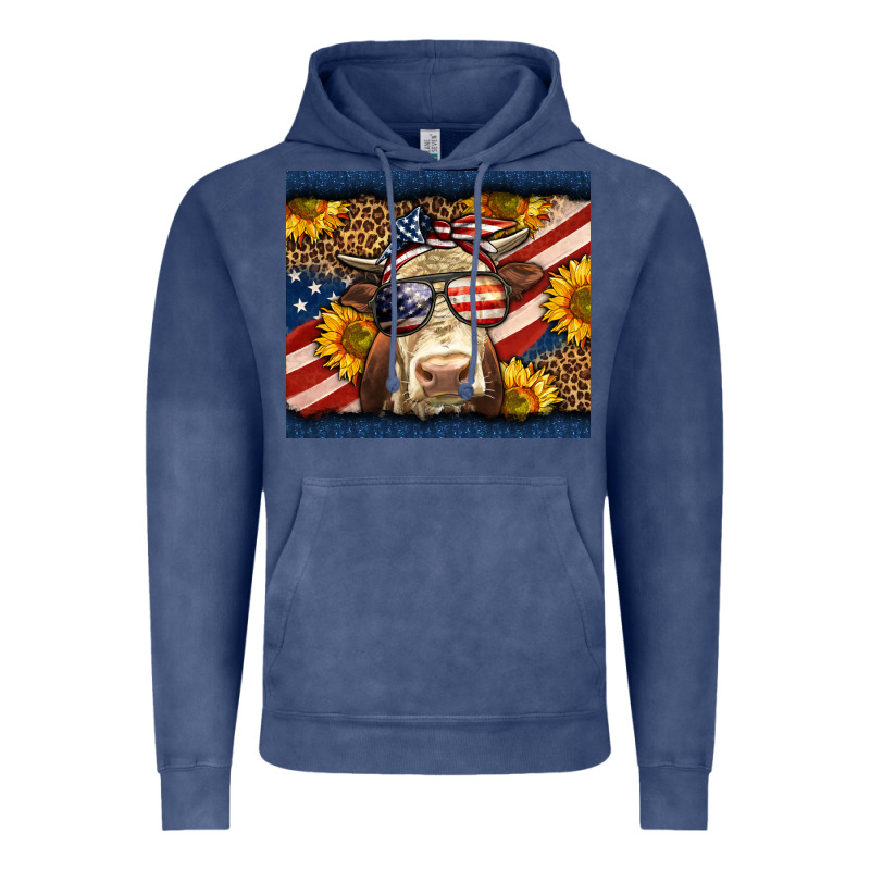 Western 4th Of July Cow Vintage Hoodie by LillyAllenDesigns | Teevron