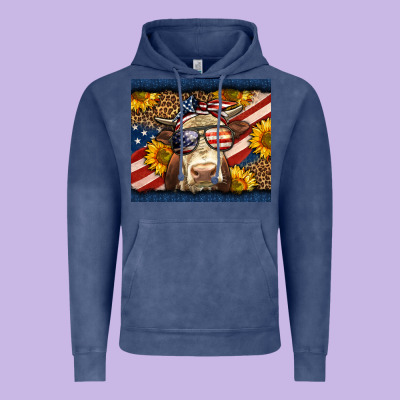 Western 4th Of July Cow Vintage Hoodie Designed By Lillyallendesigns