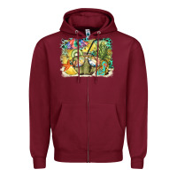 Burgundy coconut with fruits  background Zipper Hoodie - BarkalooDesign