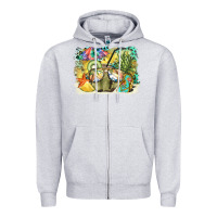 Heather Grey coconut with fruits  background Zipper Hoodie - BarkalooDesign