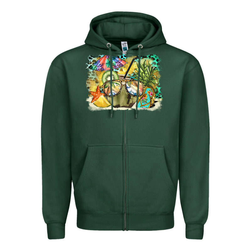 Coconut With Fruits  Background Zipper Hoodie by BarkalooDesign | Teevron