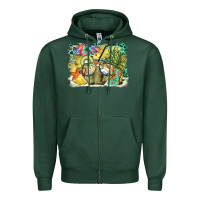 Sports Green coconut with fruits  background Zipper Hoodie - BarkalooDesign