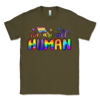 Army Green we are all human Classic Tee - MaliasSmallBusiness