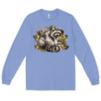 Colony Blue floral racoon western Long Sleeve Tee - NancyCooperArtShop