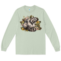 Matcha floral racoon western Long Sleeve Tee - NancyCooperArtShop