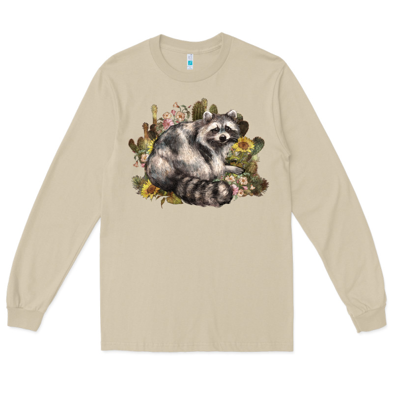Floral Racoon Western Long Sleeve Tee by NancyCooperArtShop | Teevron