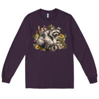 Plum floral racoon western Long Sleeve Tee - NancyCooperArtShop