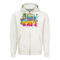 Oatmeal Heather beach babe Zipper Hoodie - BarkalooDesign