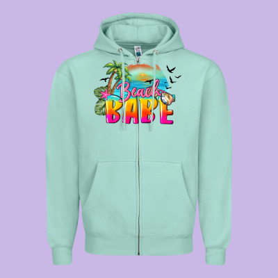 Beach Babe Zipper Hoodie Designed By Barkaloodesign